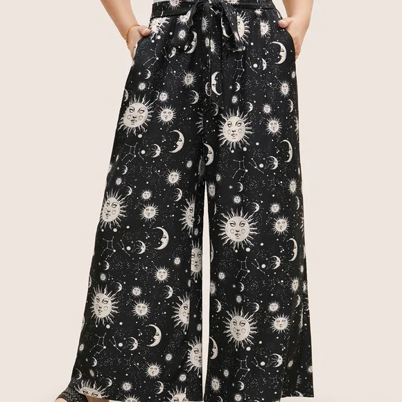 NWT-BloomChic Black Sun and Moon Wide-Leg Pants (plus size 26) - Picture 8 of 8